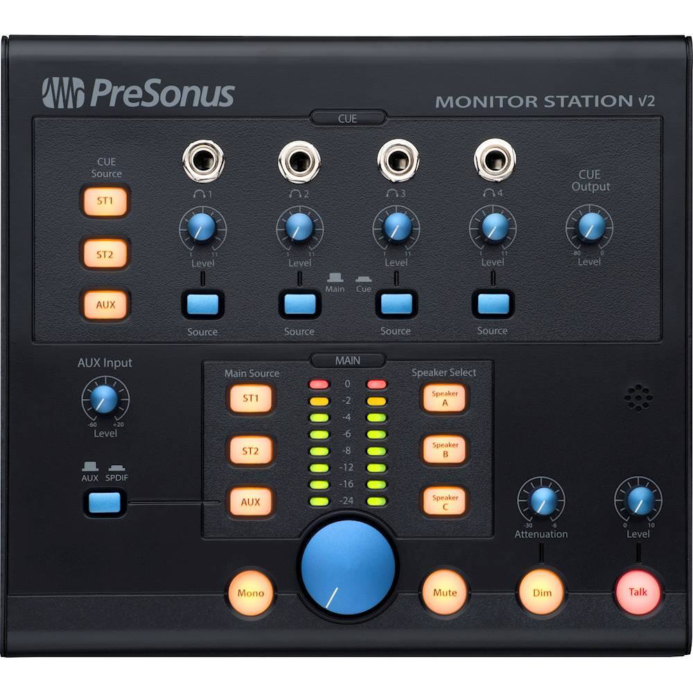 Front. PreSonus - Monitor Station V2 Desktop Studio Control Center - Black.