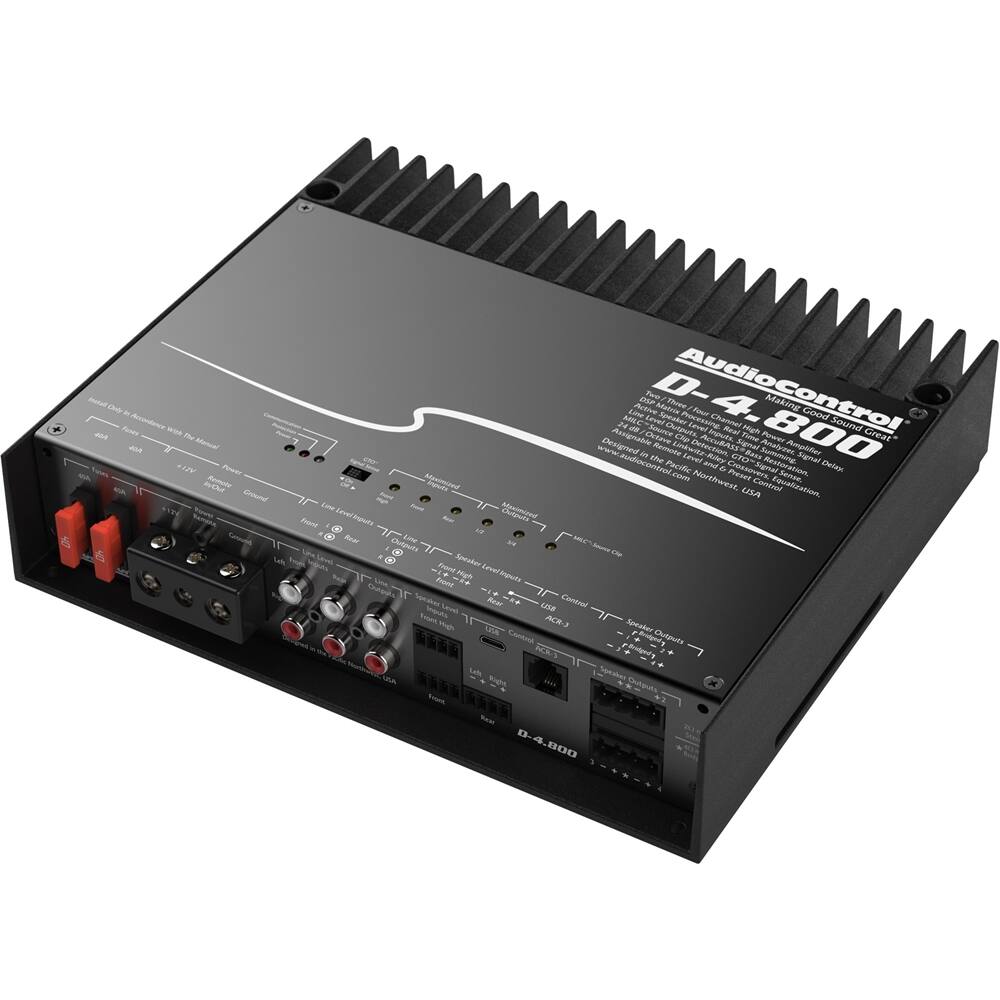 Alt View 12. AudioControl - 800W 4-Channel Class D Matrix DSP Amplifier - Black.
