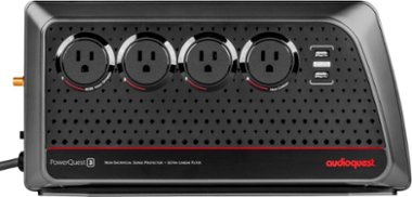 AudioQuest - PowerQuest 8 Outlet/4 USB Unlimited Joules Surge Protector - Black/Silver - Front_Zoom