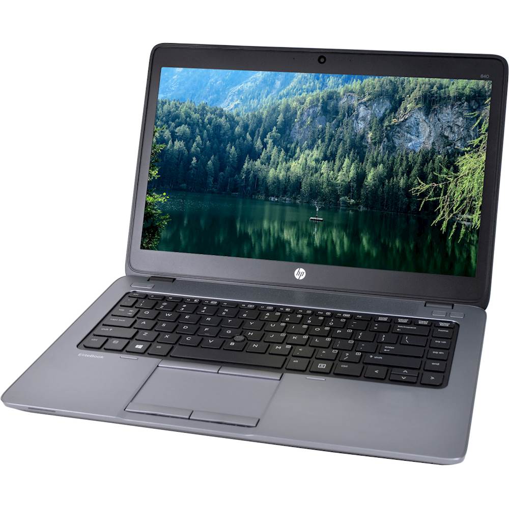 Left View: HP - EliteBook 14" Refurbished Laptop - Intel Core i5 - 16GB Memory - 256GB Solid State Drive - Black