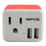 Front Zoom. RapidX - PowX Wall USB Charger - Red.