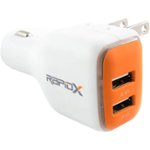 Front Standard. RapidX - DualX Vehicle/Wall USB Charger - Orange.
