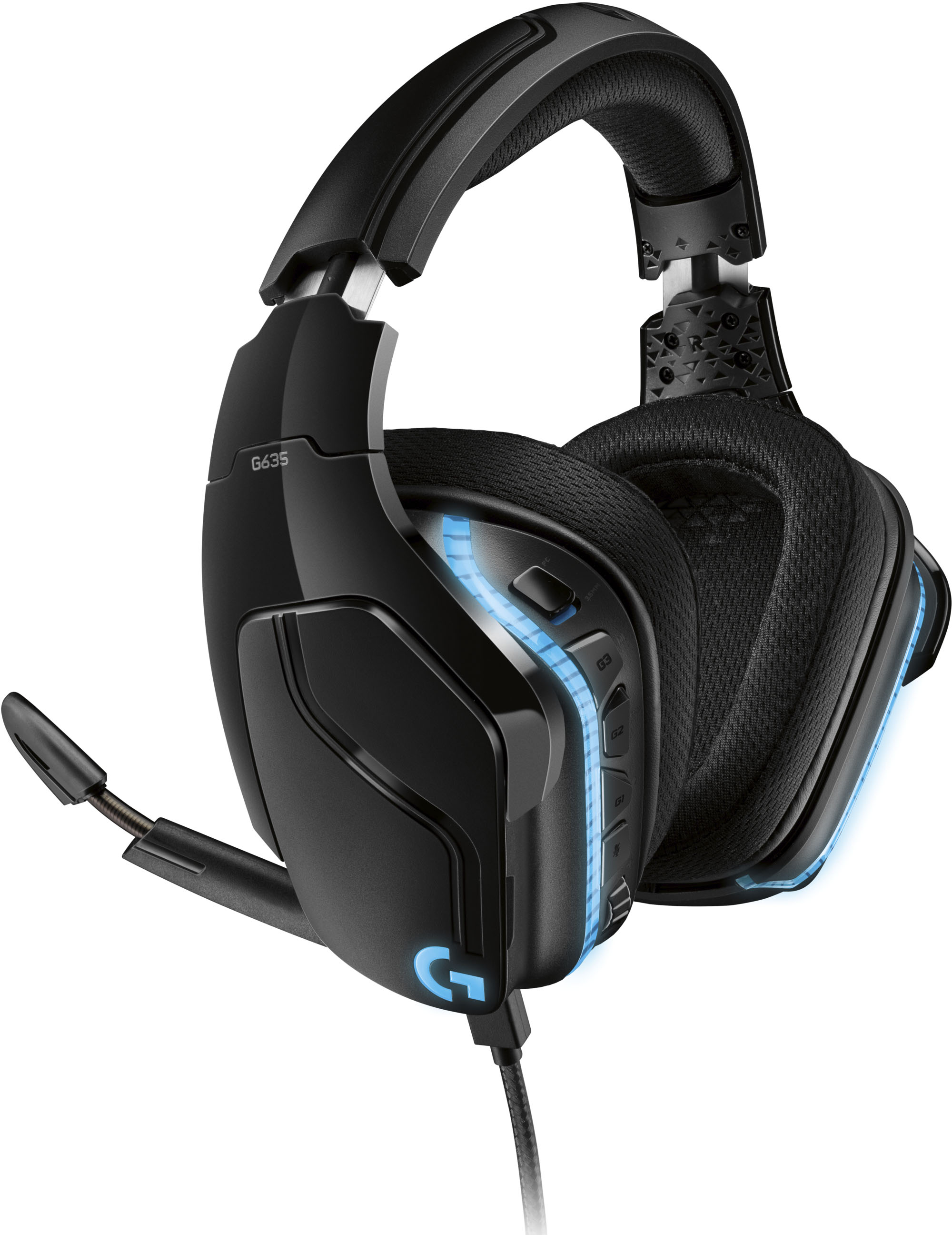 afspejle lindre At adskille Logitech G635 Wired 7.1 Surround Sound Over-the-Ear Gaming Headset for PC  with LIGHTSYNC RGB Lighting Black/Blue 981-000748 - Best Buy