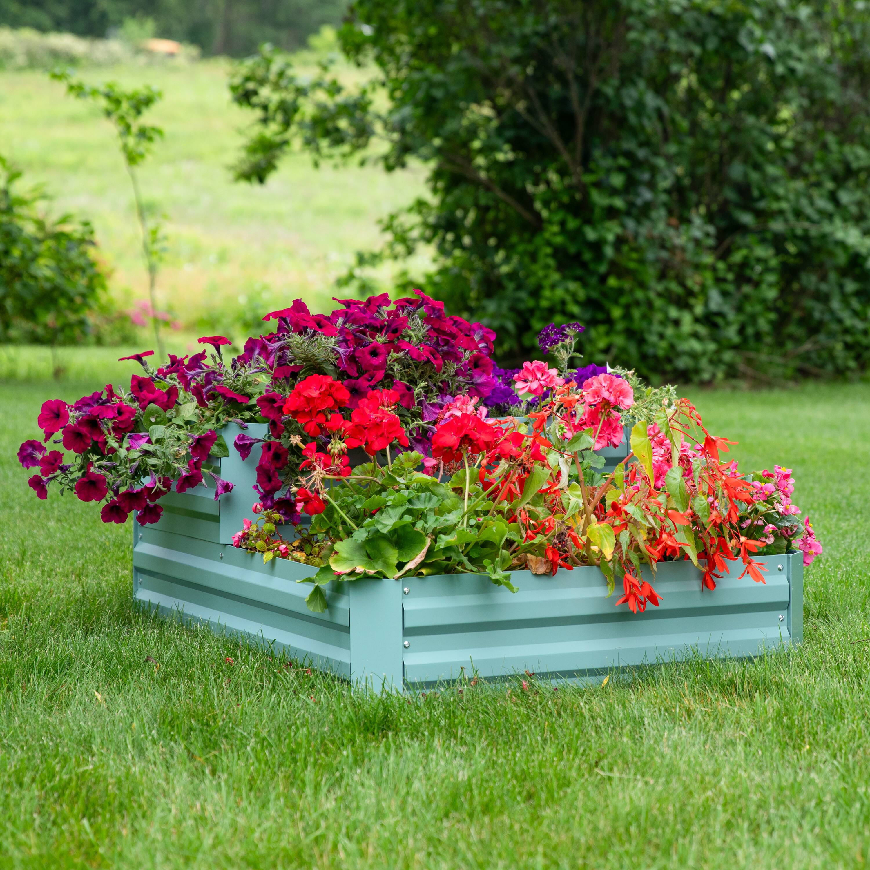 Alt View 1. Sunnydaze - 2-Tier Galvanized Steel Raised Garden Bed - 17.75 in H - Green.