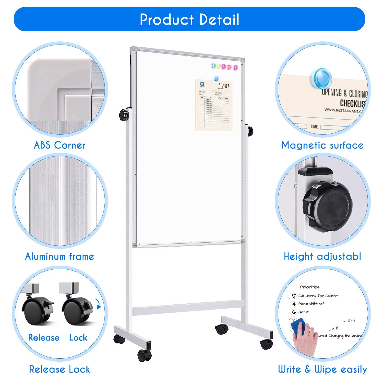 Product Detail

- ABS Corner
- Aluminum frame
- Magnetic surface
- Height adjustable
- Release Lock
- Write & Wipe easily