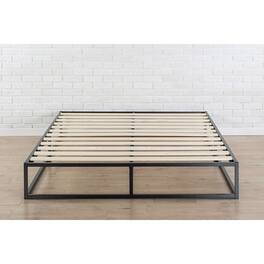 Hivvago - Queen size Modern 10-inch Low Profile Metal Platform Bed Frame with Wood Slats - Black