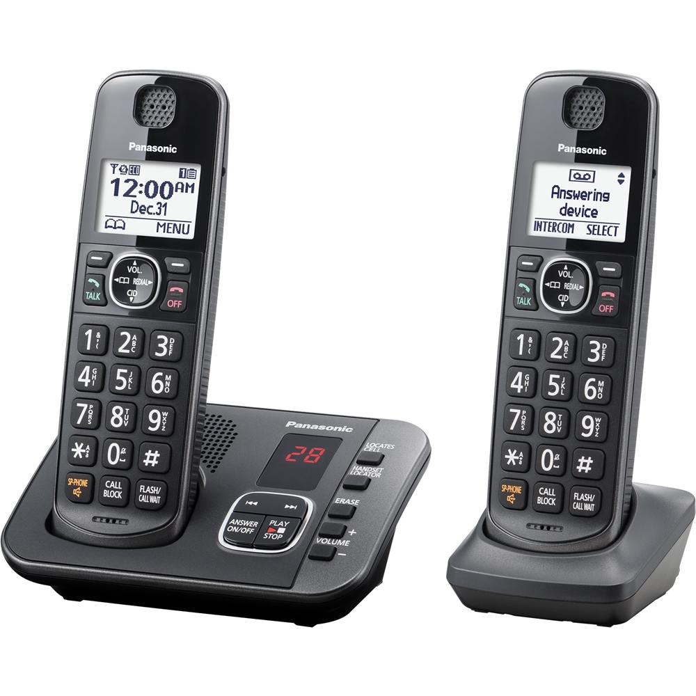 Answering Machine and Call Blocking Metallic Black KX-TGD562M 2 Cordless Handsets PANASONIC Expandable Cordless Phone System with Link2Cell Bluetooth Voice Assistant 