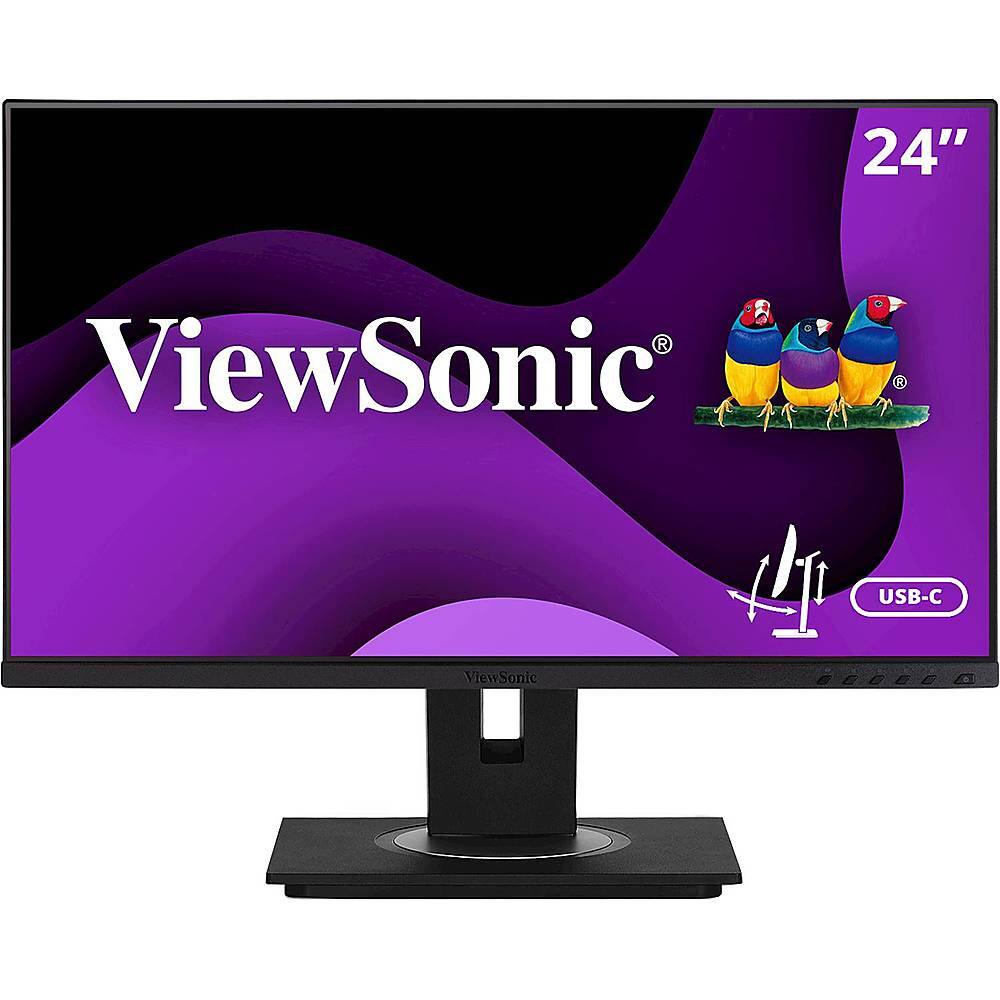 Front. ViewSonic - VG2455 24" IPS LED FHD Monitor (DVI, DisplayPort, HDMI, USB, VGA) - Black.