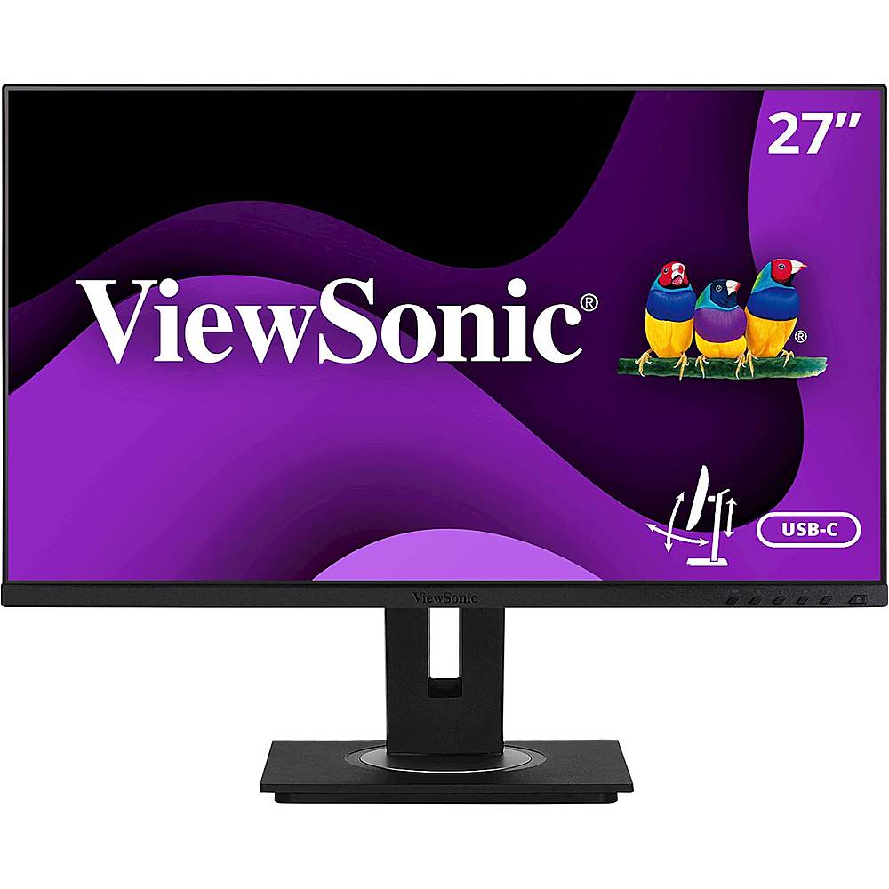 Front. ViewSonic - VG2755 27" IPS LED FHD Monitor (DisplayPort, Mini DisplayPort, HDMI, USB, VGA) - Black.