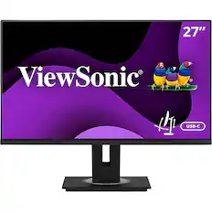 Front. ViewSonic - VG2755 27" IPS LED FHD Monitor (DisplayPort, Mini DisplayPort, HDMI, USB, VGA) - Black.