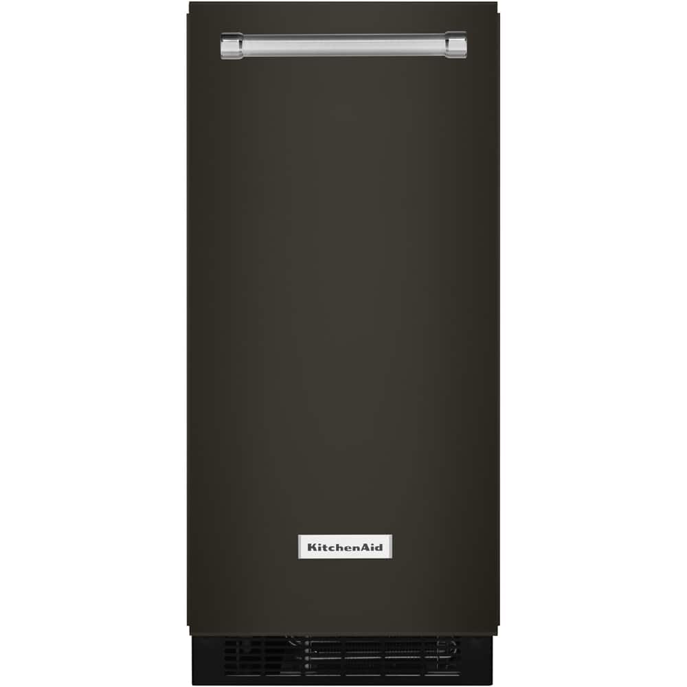 KitchenAid - 15" 22.8-Lb. Built-In Icemaker - Black Stainless Steel - Front_Zoom