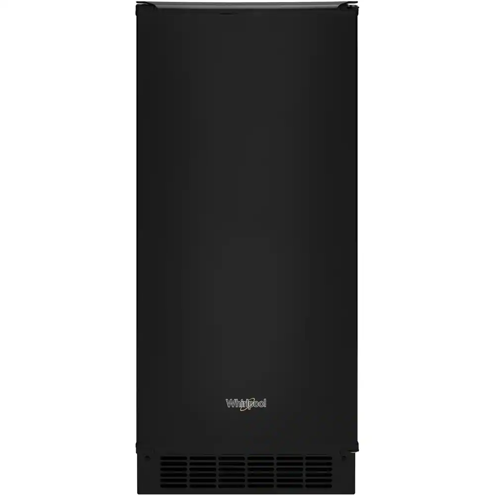 Front. Whirlpool - 15" 29-Lb. Freestanding Icemaker - Black.
