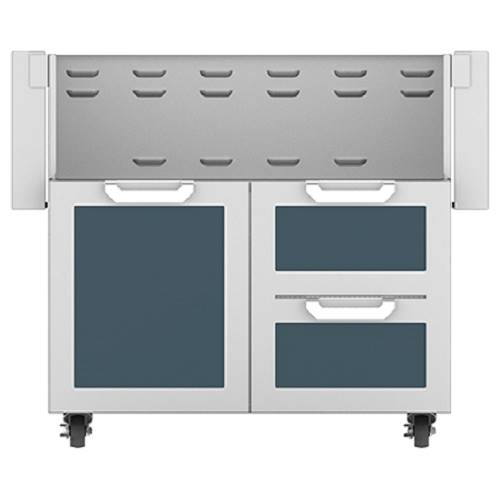 Angle View: Hestan - Double Drawer and Door Tower Cart for 36" Gas Grills - Pacific Fog