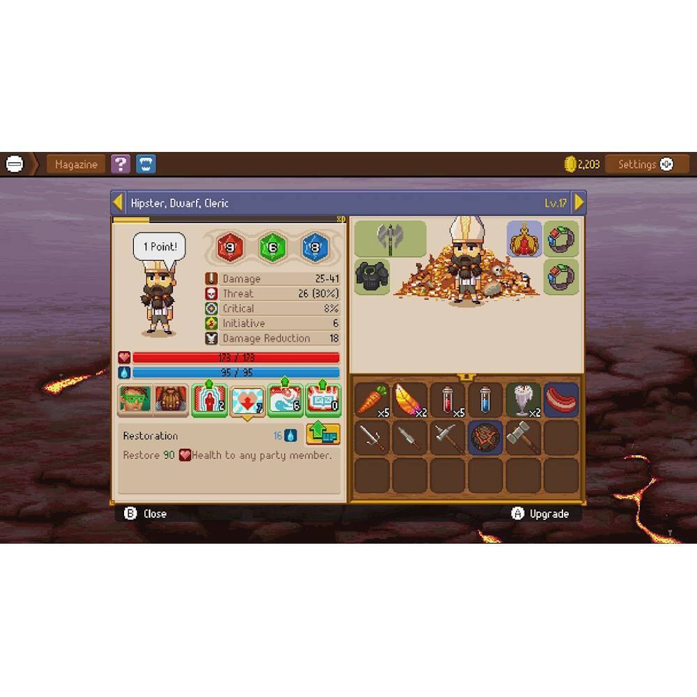 The largest text reads "Restoration 16 Restore 90 Health to any party member."