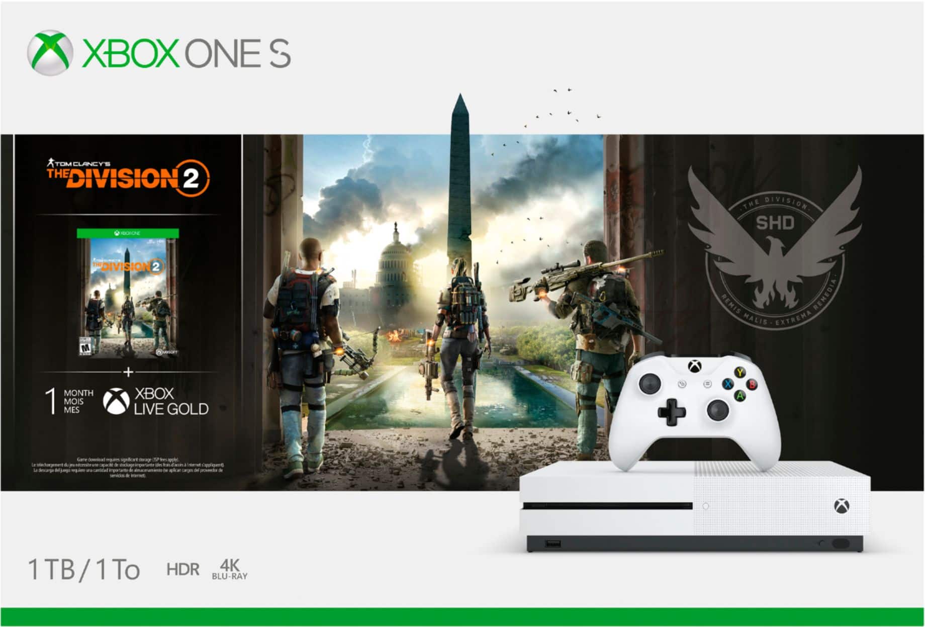 Alt View 11. Microsoft - Xbox One S 1TB Tom Clancy's The Division 2 Console Bundle - White.