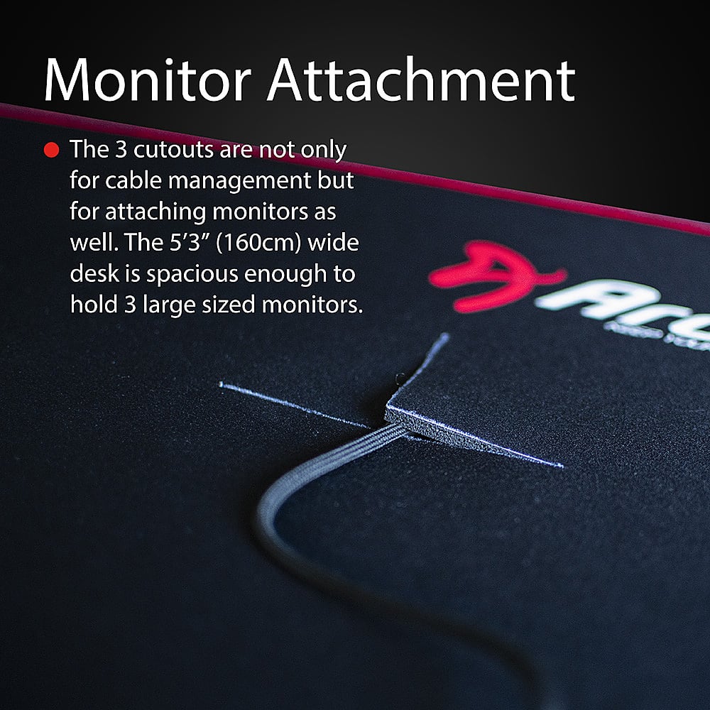 Alt View 16. Arozzi - Arena Ultrawide Curved Gaming Desk - White with Black/Red Accents.