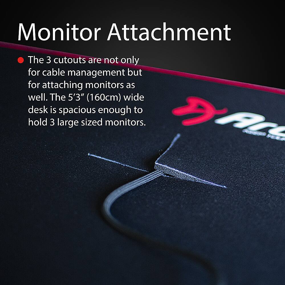 Alt View 16. Arozzi - Arena Ultrawide Curved Gaming Desk - White with Black/Red Accents.