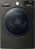 LG - 4.5 Cu. Ft. High-Efficiency Stackable Smart Front Load Washer with Steam and TurboWash 360 Technology - Black Steel - Front_Zoom