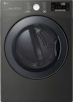 LG - 7.4 Cu. Ft. 14-Cycle Electric Dryer with Steam - Black Steel - Front_Standard