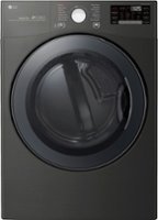 LG - 7.4 Cu. Ft. Stackable Smart Electric Dryer with Steam and Sensor Dry - Black steel - Front_Zoom