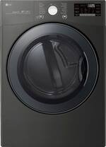 LG - 7.4 Cu. Ft. 14-Cycle Gas Dryer with Steam - Black Steel - Front_Standard