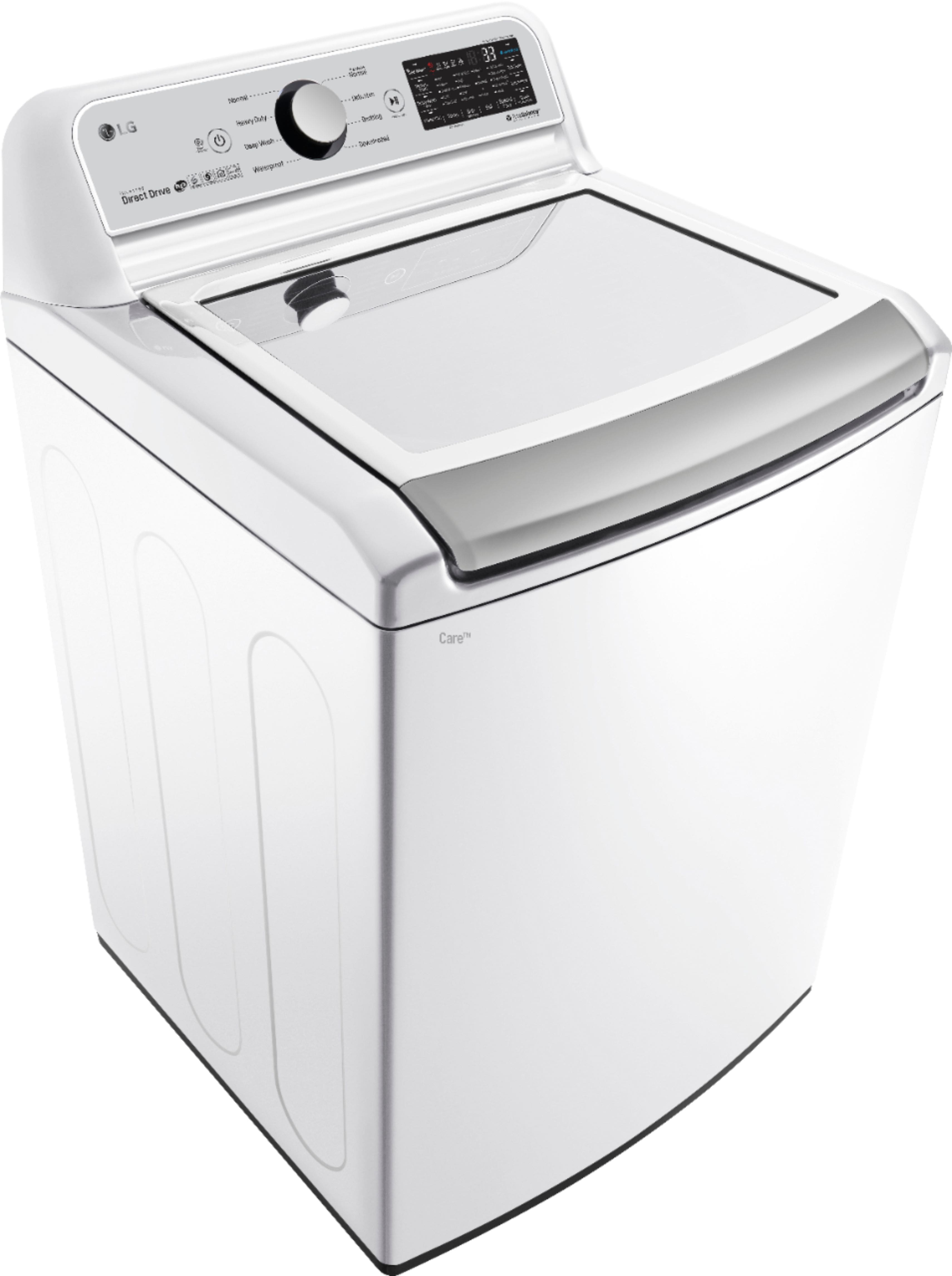 Angle. LG - 5.0 Cu. Ft. High-Efficiency Smart Top Load Washer with TurboWash3D Technology - White.