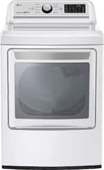 LG - 7.3 Cu. Ft. Smart Electric Dryer with Sensor Dry - White - Front_Standard