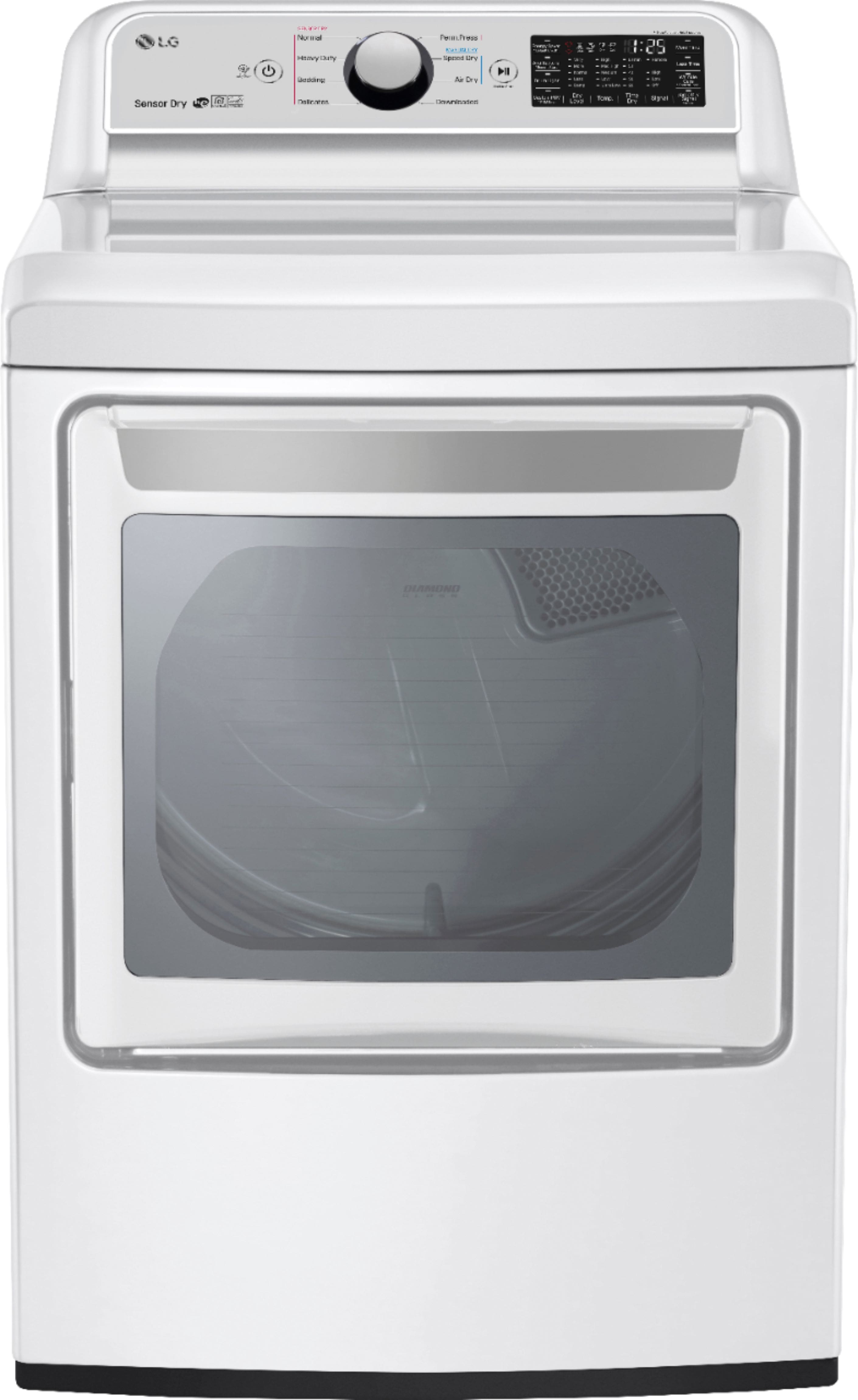 Front. LG - 7.3 Cu. Ft. Smart Electric Dryer with Sensor Dry - White.