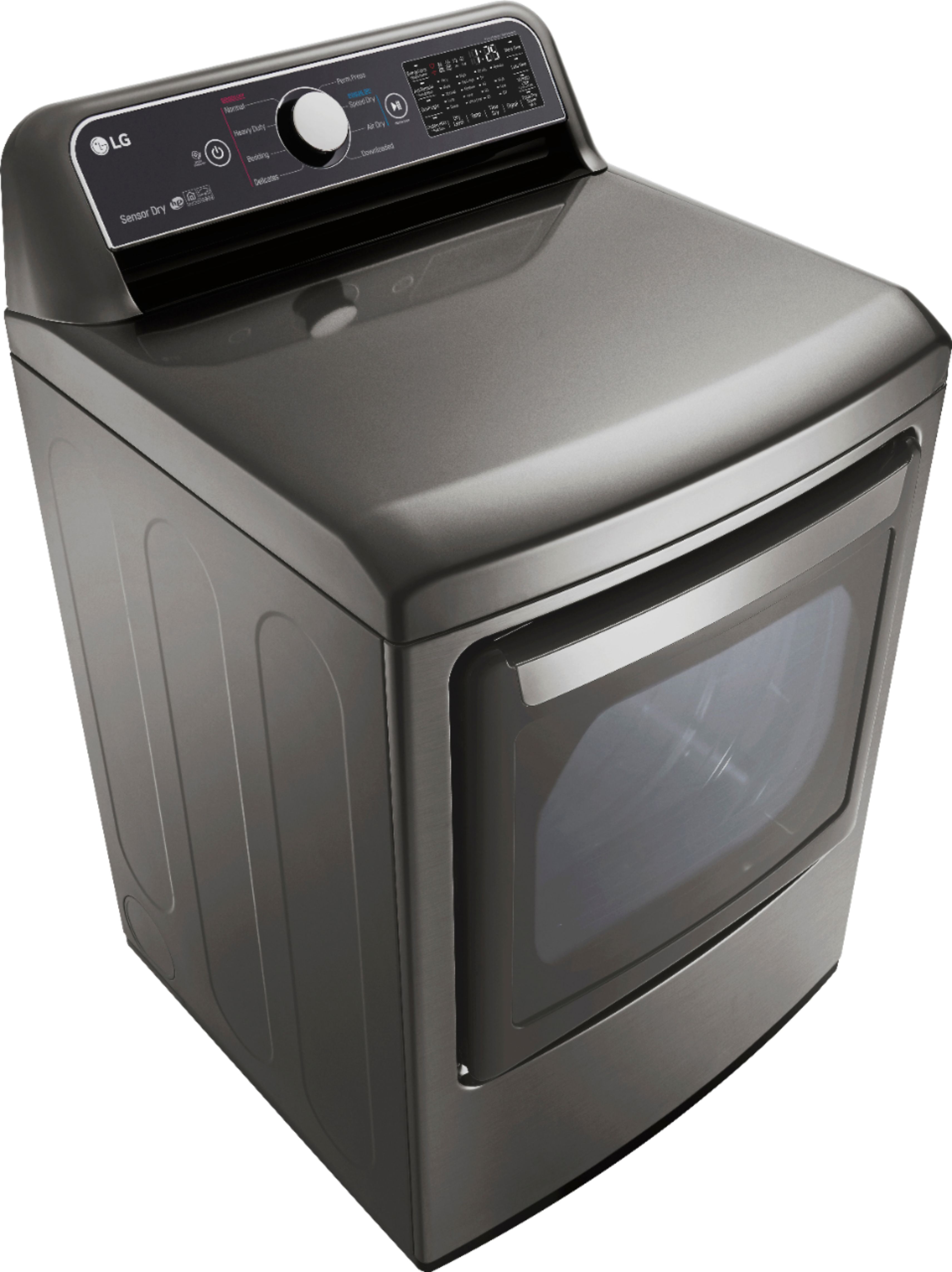 Angle View: LG - 7.3 Cu. Ft. Smart Electric Dryer with Sensor Dry - Graphite Steel