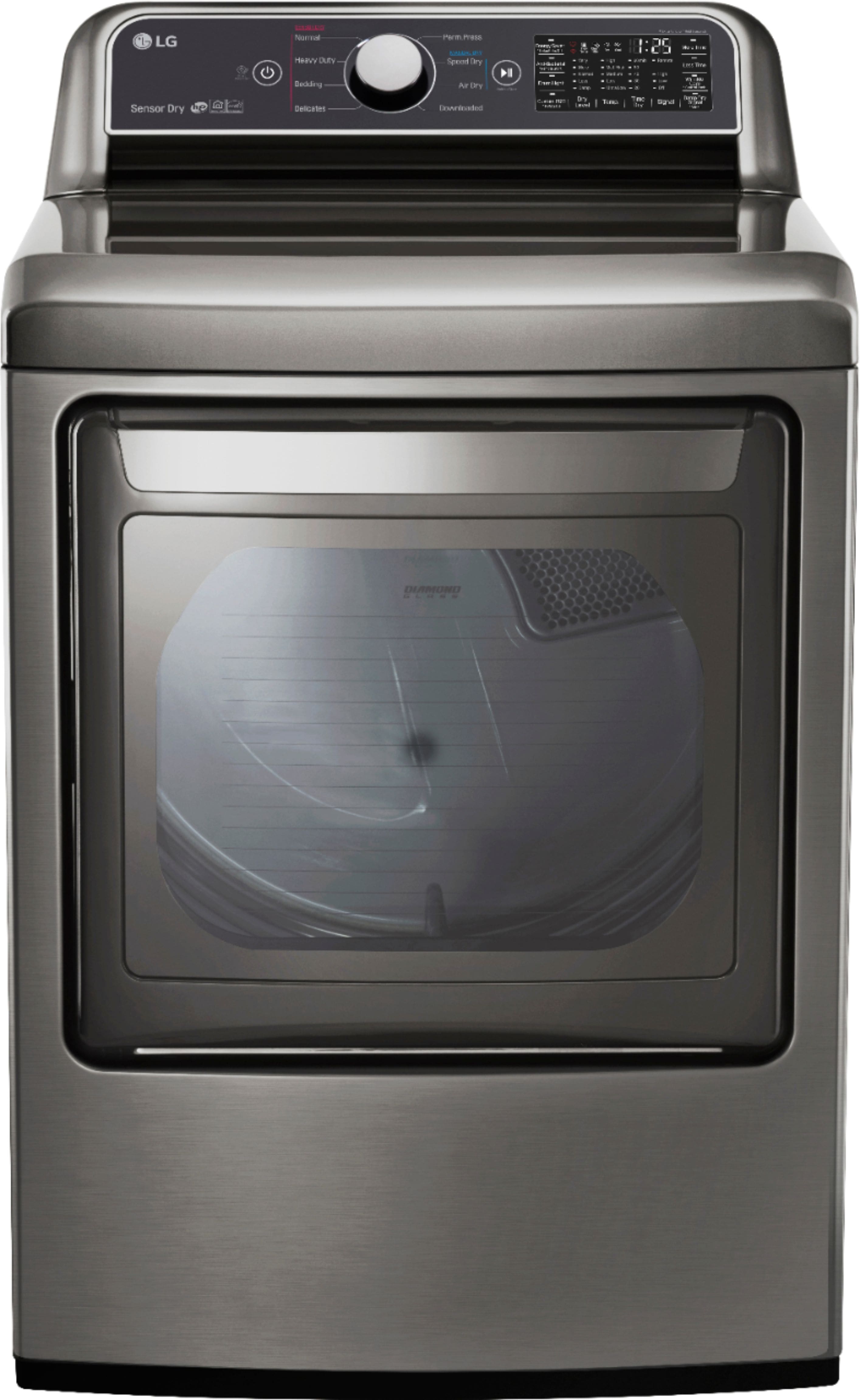 Front. LG - 7.3 Cu. Ft. Smart Electric Dryer with Sensor Dry - Graphite Steel.