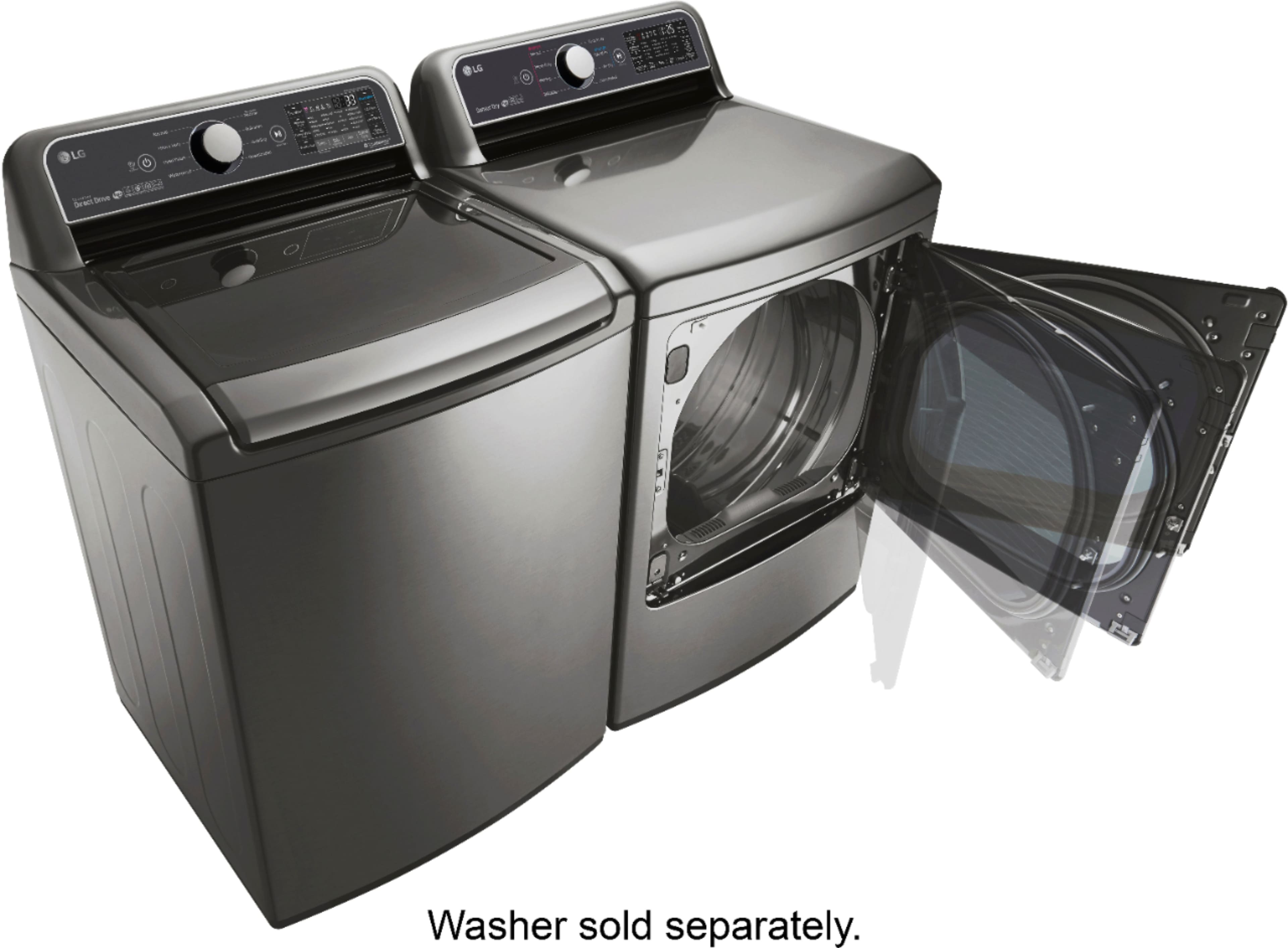 Alt View 21. LG - 7.3 Cu. Ft. Smart Electric Dryer with Sensor Dry - Graphite Steel.