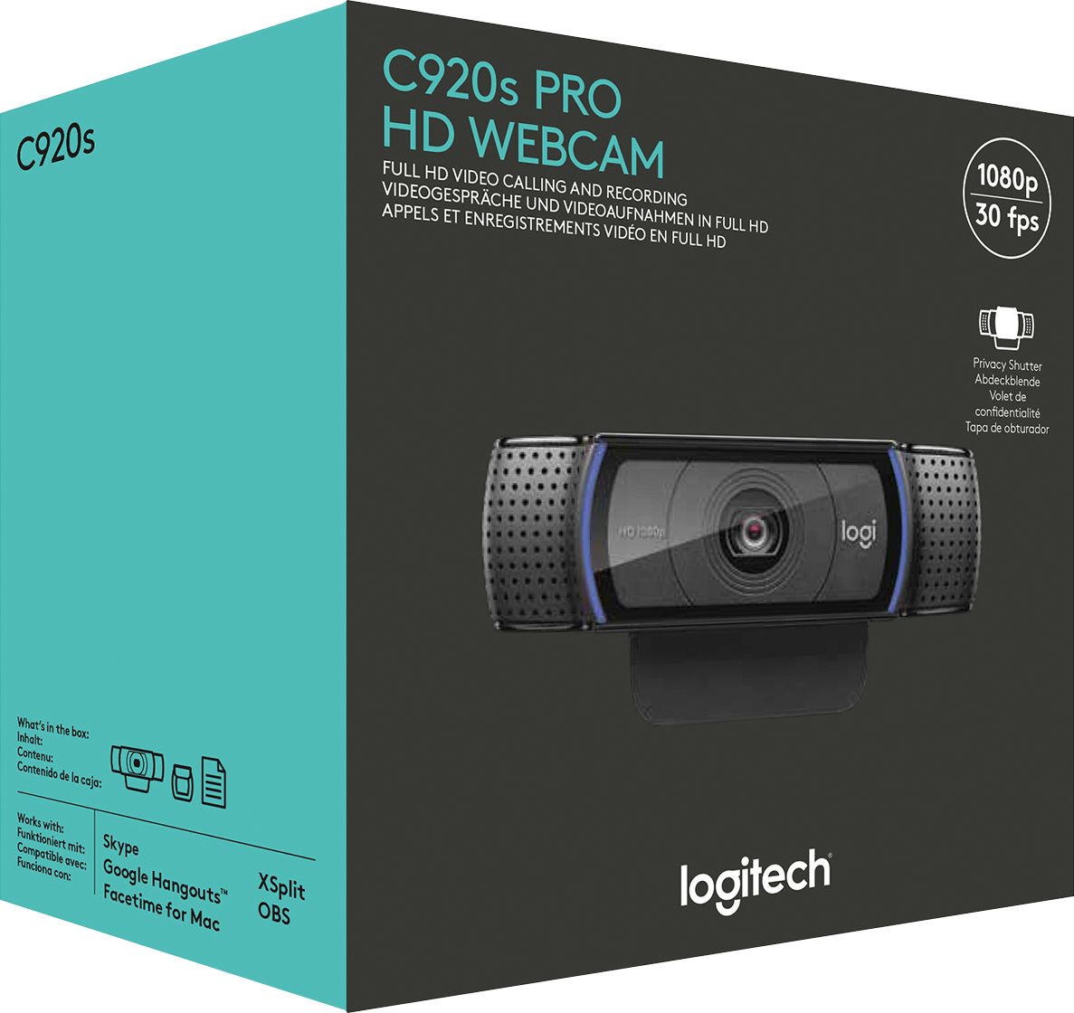 baseren Kracht woonadres Logitech C920s Pro 1080 Webcam with Privacy Shutter Black 960-001257 - Best  Buy