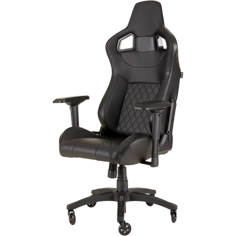 Left View: CORSAIR - T1 RACE 2018 Gaming Chair - Black/Black