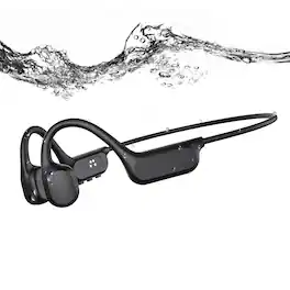 PRIMEPLUS - Swimming Headphones Underwater, IP68 Waterproof Bone Conduction Headphones with 8GB MP3 Player, Bluetooth 6.0 Open Ear - Black