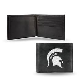 Rico Industries - Michigan State Spartans Embroidered Black Leather Bi-fold Wallet - Multi