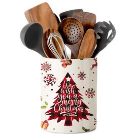 Paradigms Interiors - Christmas Kitchen Decor Ceramic Utensil Holder Cute Tree Utensils Xmas Crock For Rustic Farmhouse Indoor De - Default