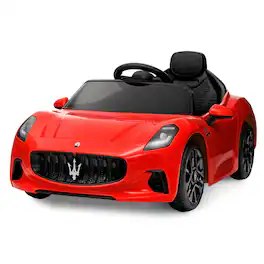 GARVEE - 12V Licensed Maserati GranCabrio Kids Ride-On Car, Electric Toy Vehicle w/Remote, Lights & Suspension - Red