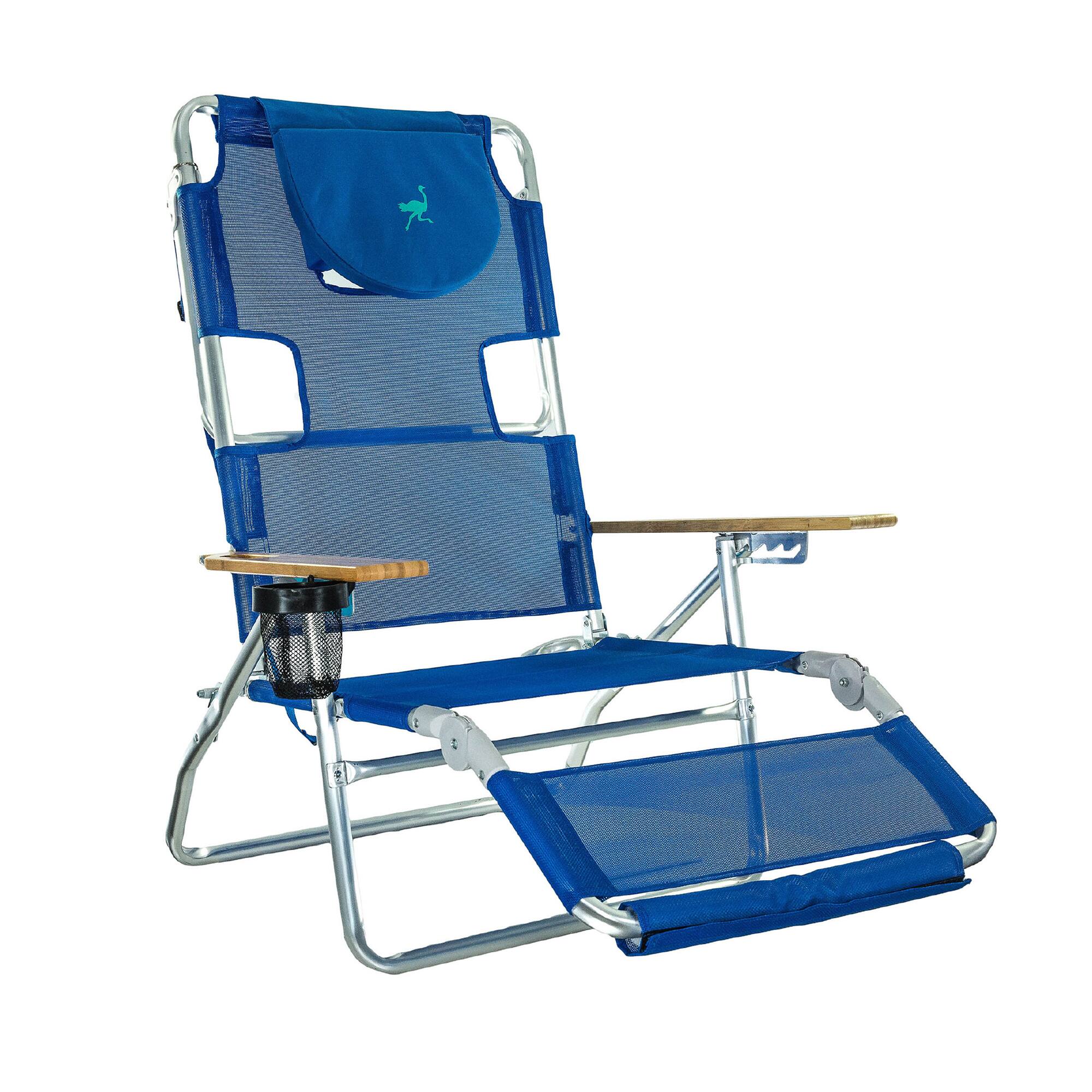 Alt View 1. Ostrich - Ostrich 3N1 Reclining Chair and Ladies Comfort On-Your-Back Beach Chair, Blue - Blue.