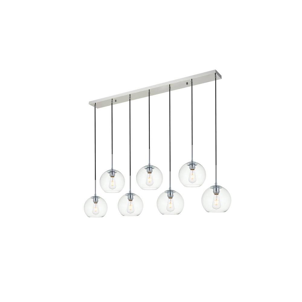 Alt View 1. Living District - Baxter 7 Lights Chrome Pendant With Clear Glass - Chrome And Clear.