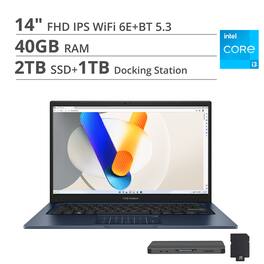 ASUS - Vivobook 14 14" FHD Laptop - Intel Core i3-1315U with 40GB Memory - 2TB SSD - Quiet Blue