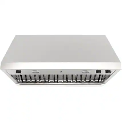 Front. JennAir - Pro-Style 36" Externally Vented Range Hood - Lustre Stainless.