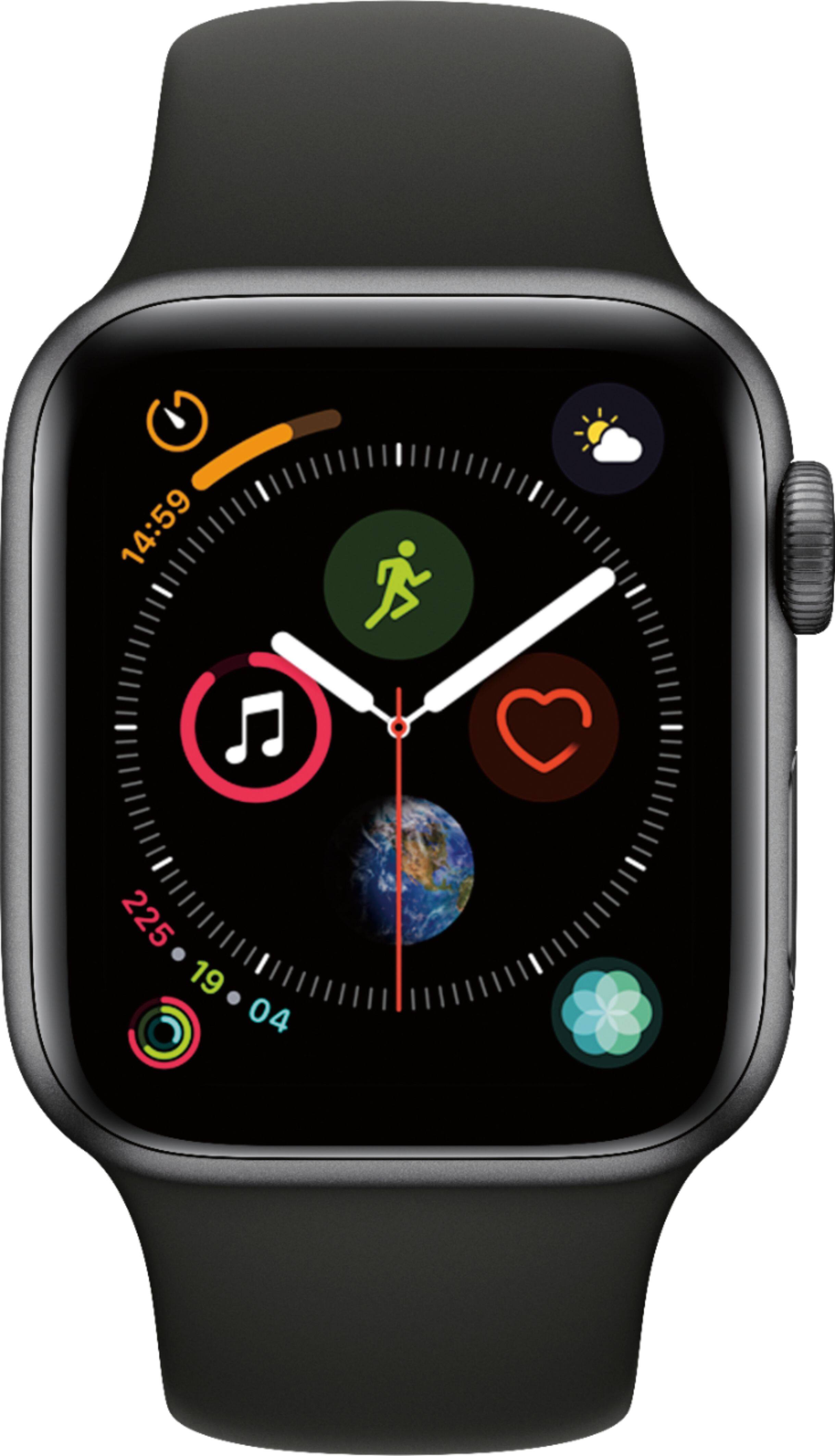 Alt View 11. Apple - Geek Squad Certified Refurbished Apple Watch Series 4 (GPS) 40mm Space Gray Aluminum Case with Black Sport Band.