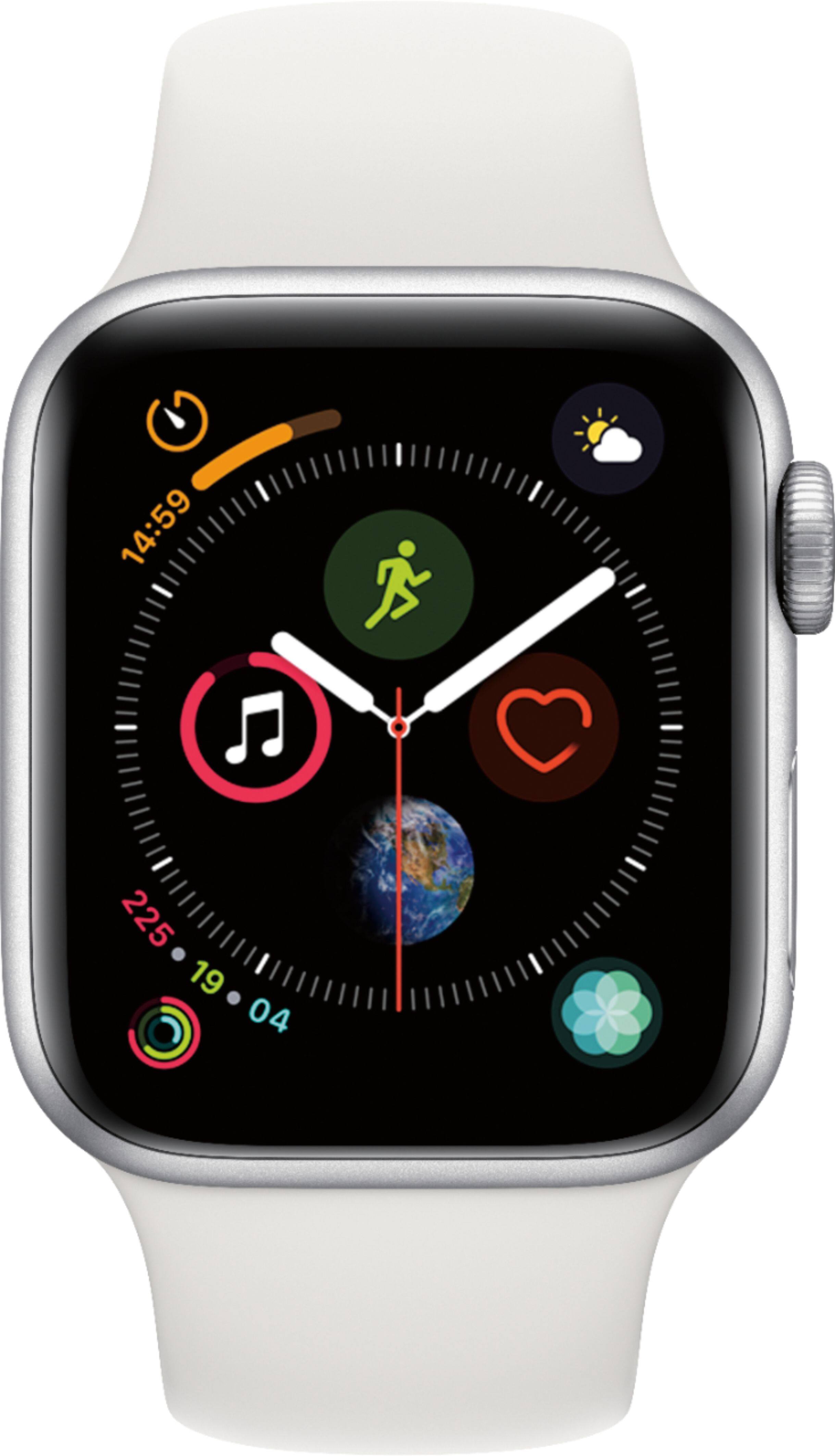 Alt View 11. Apple - Geek Squad Certified Refurbished Apple Watch Series 4 (GPS) 40mm Silver Aluminum Case with White Sport Band.