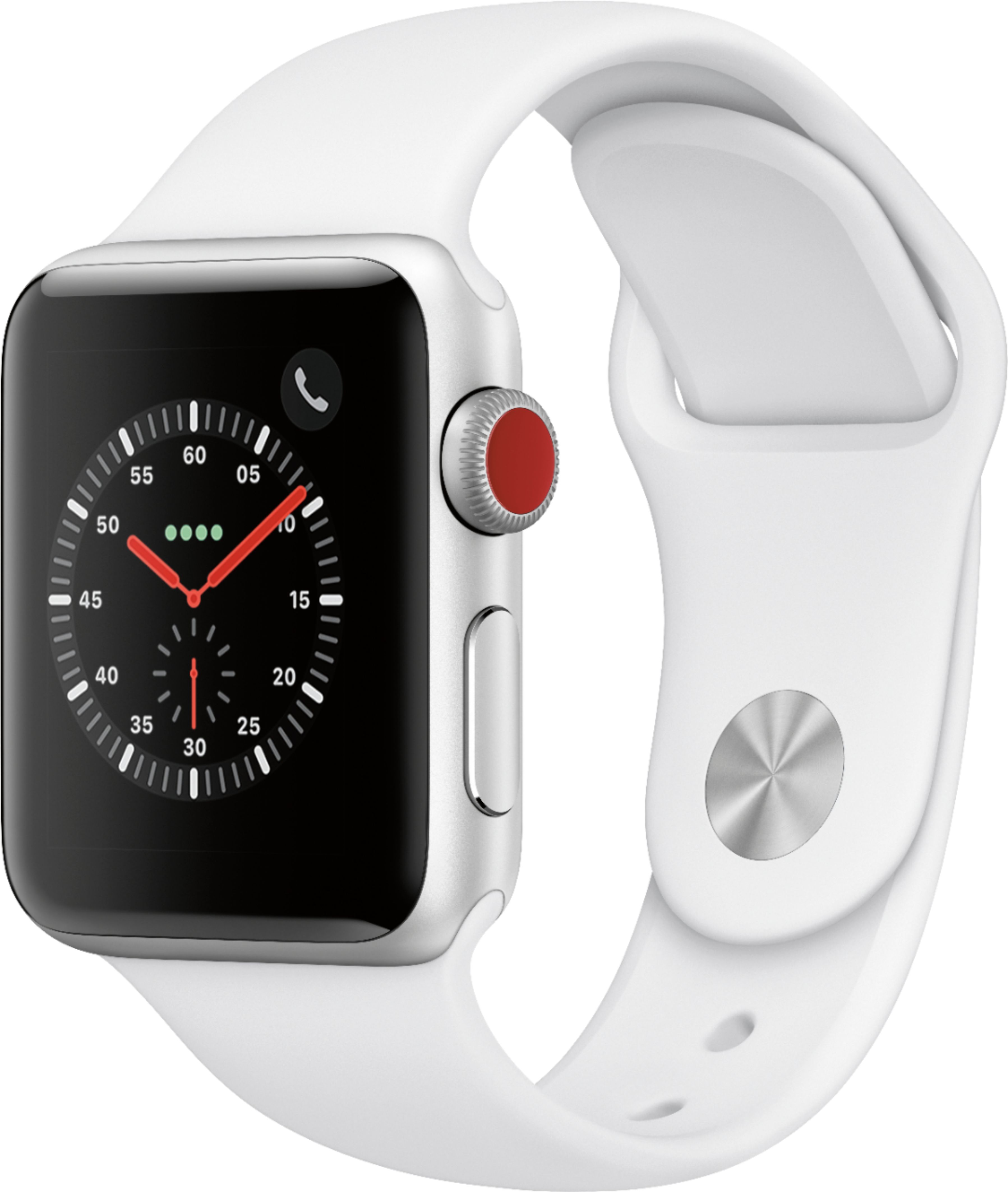 GSRF Apple Watch Series 3 (GPS + Cellular) 38mm Silver Aluminum Case with White Sport Band - Silver Aluminum