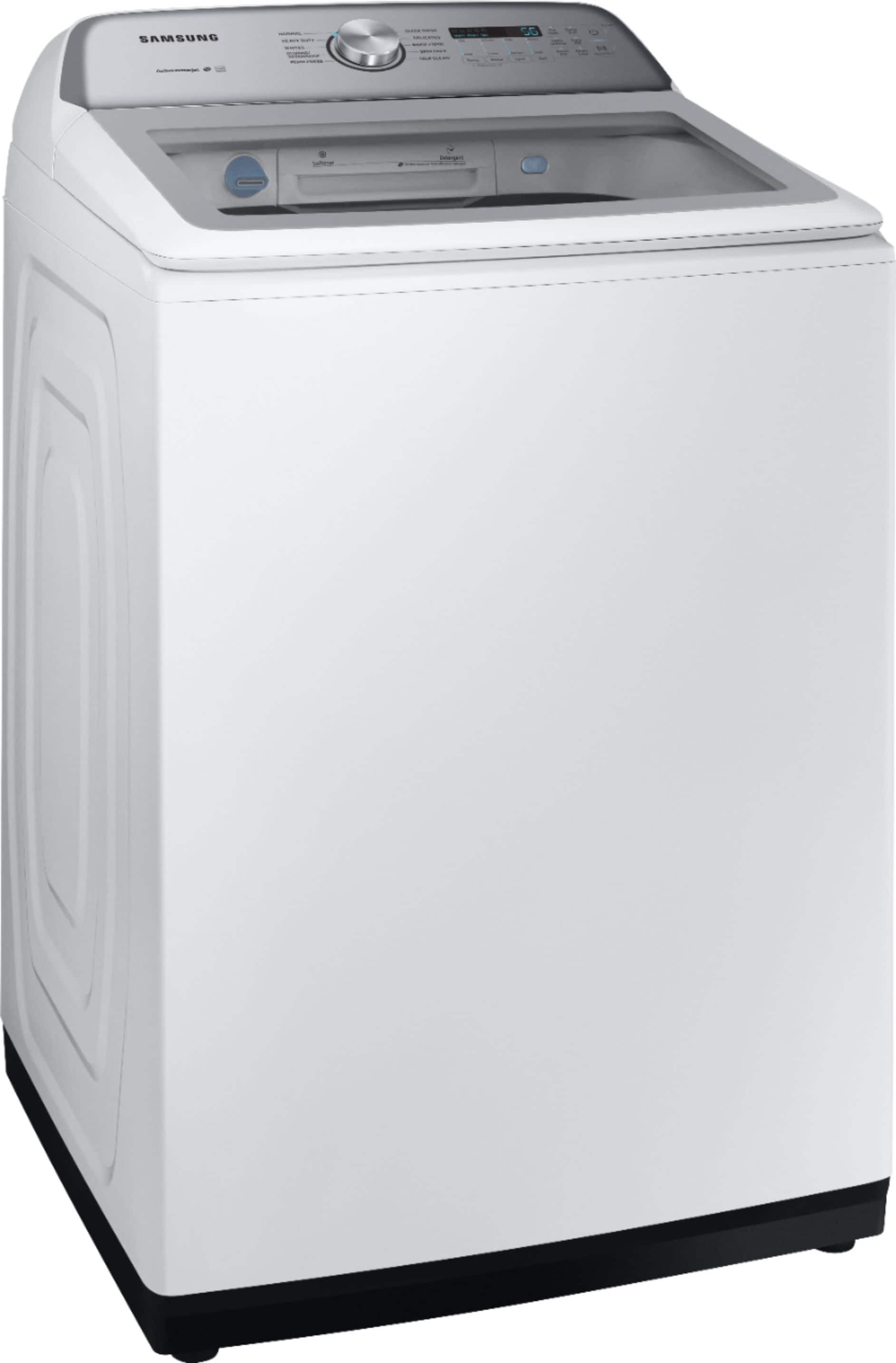 Angle. Samsung - 5.0 Cu. Ft. High-Efficiency Top Load Washer with Active WaterJet - White.