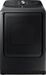 Samsung - 7.4 Cu. Ft. 12-Cycle Electric Dryer with Steam - Fingerprint Resistant Black Stainless Steel - Front_Standard