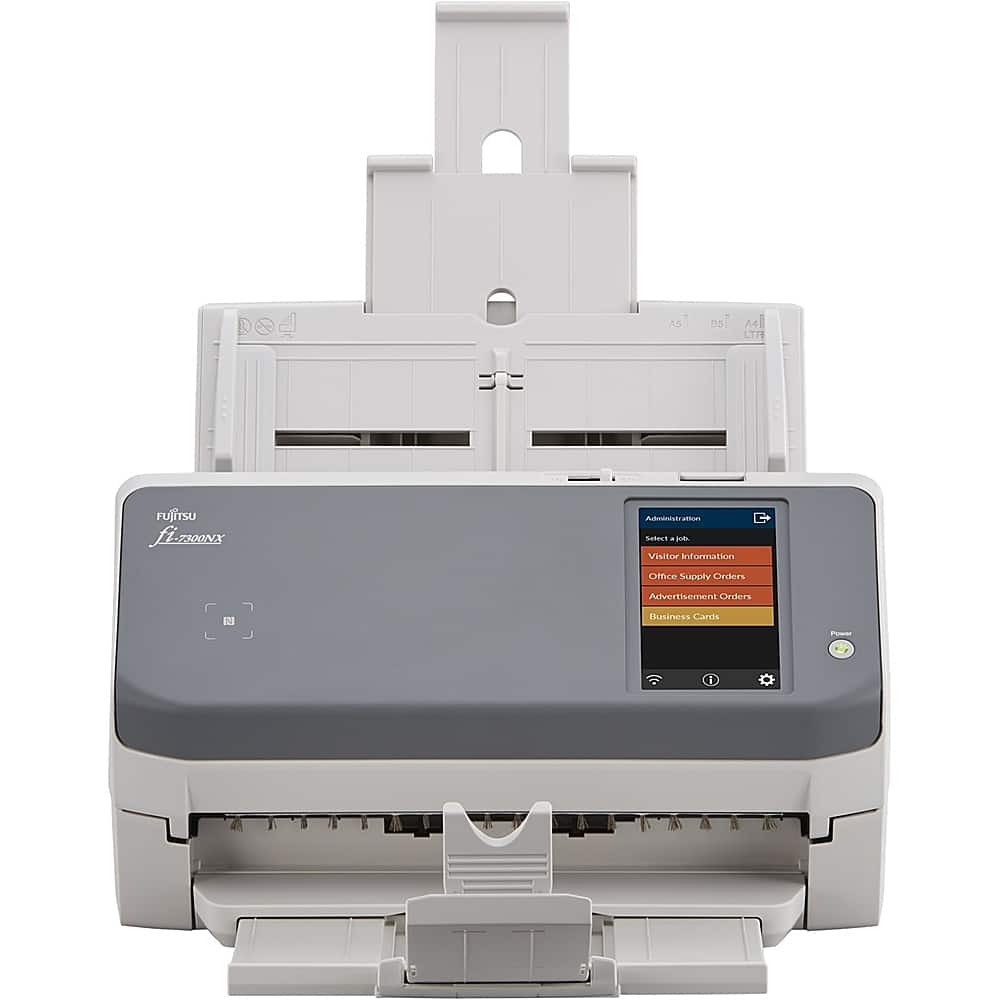 Front. Fujitsu - Fi 7300NX Wireless Document Duplex Scanner with Touchscreen - Gray/White.