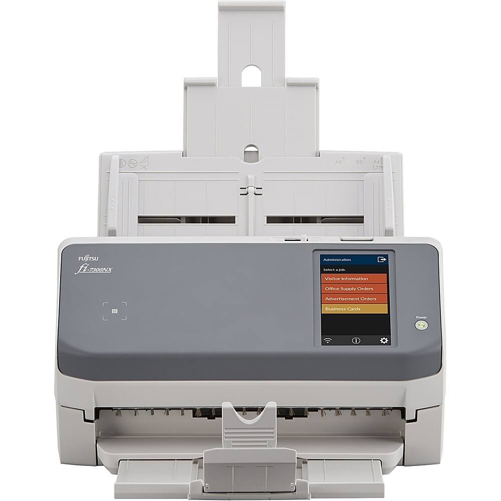 Front. Fujitsu - Fi 7300NX Wireless Document Duplex Scanner with Touchscreen - Gray/White.