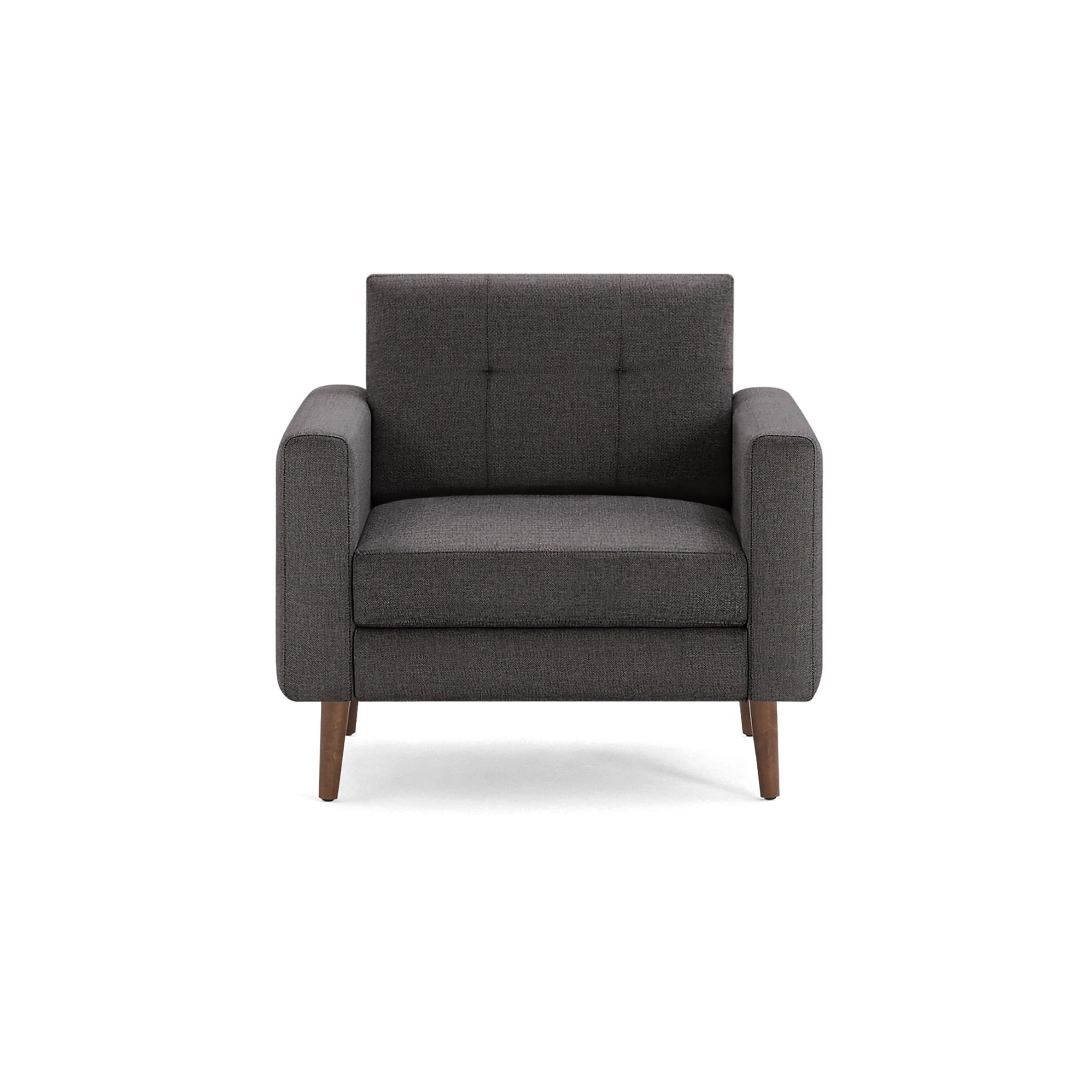 Front. Burrow - Mid Century Nomad Armchair - Charcoal.