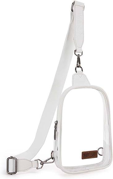 Front. Vulpecula Spade - Crossbody Clear Sling Bags for Women Stadium Approved Cross Body Purse for Sports Events Concerts - White.